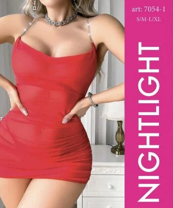 Kırmızı Zincir Askılı Mini Elbise