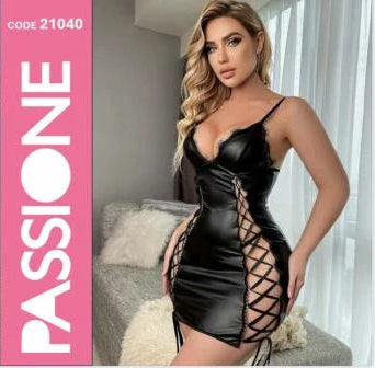 İp Detay Siyah Gecelik Takım